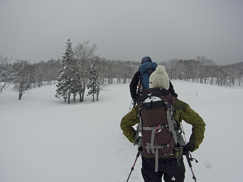 ゴルフ場から雪山へ